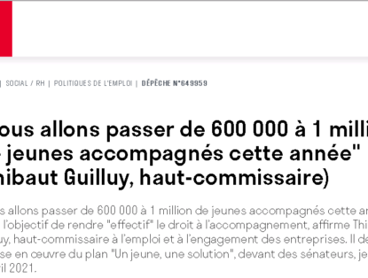 [AEF] «Nous allons passer de 600 000 à 1 million de jeunes accompagnés cette année» (Thibaut Guilluy, haut-commissaire)