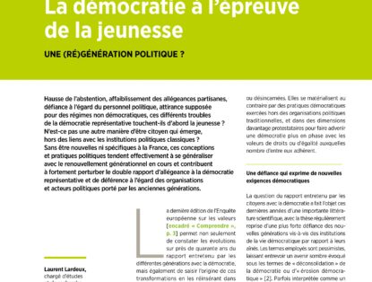 La démocratie à l’épreuve de la jeunesse (une publication de l’INJEP)